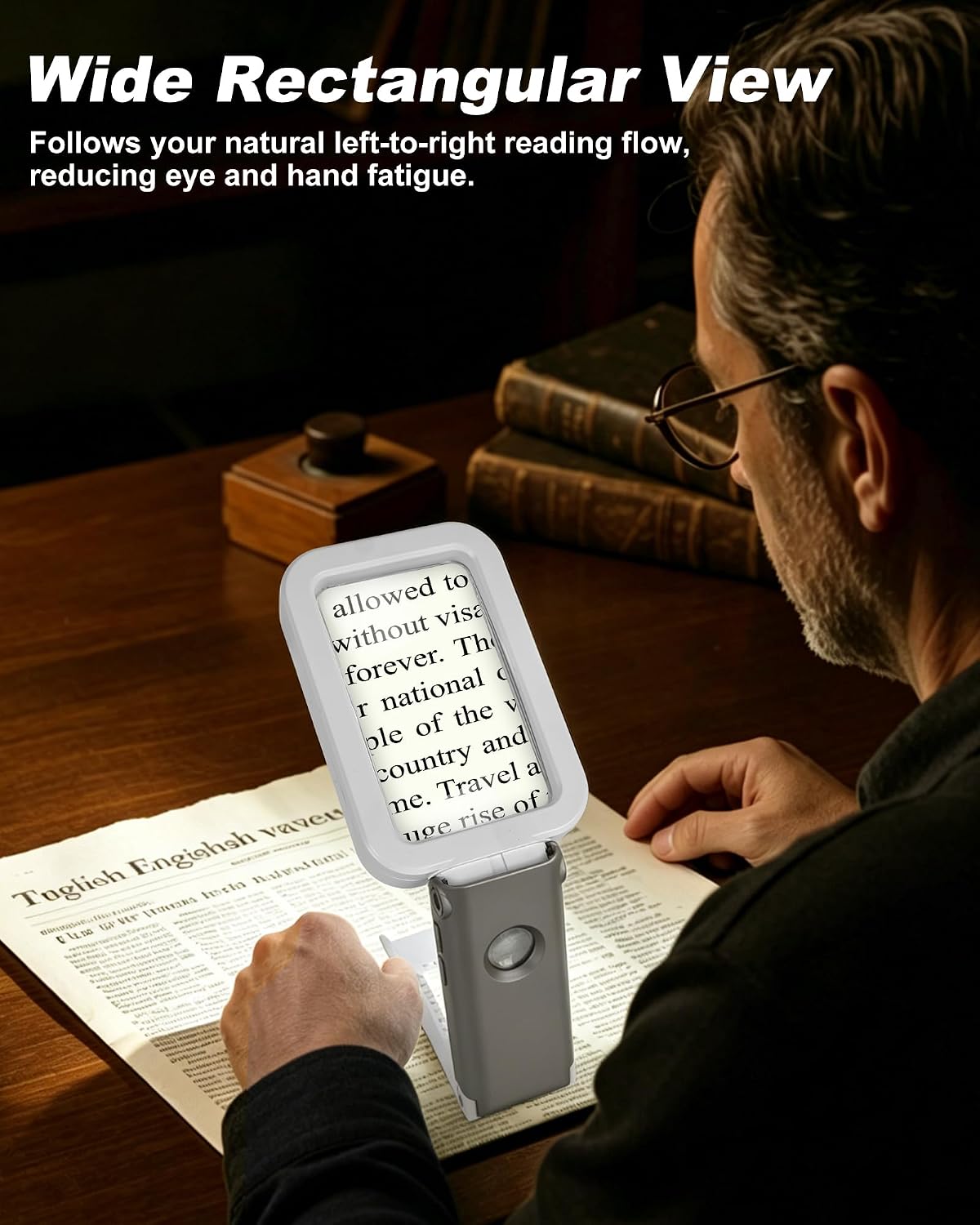 5X 10X Rechargeable Magnifying Glass with Light and Stand, Hands Free