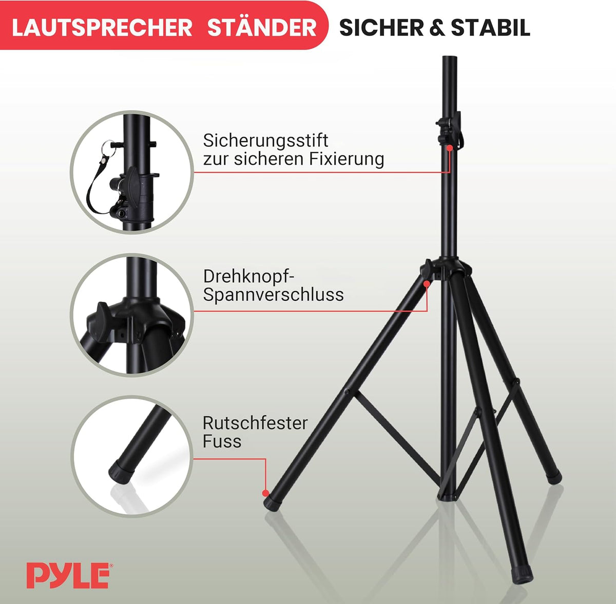 Pyle Universal Speaker Tripod Stand Mount - 6' Sound Equipment Holder Hei...