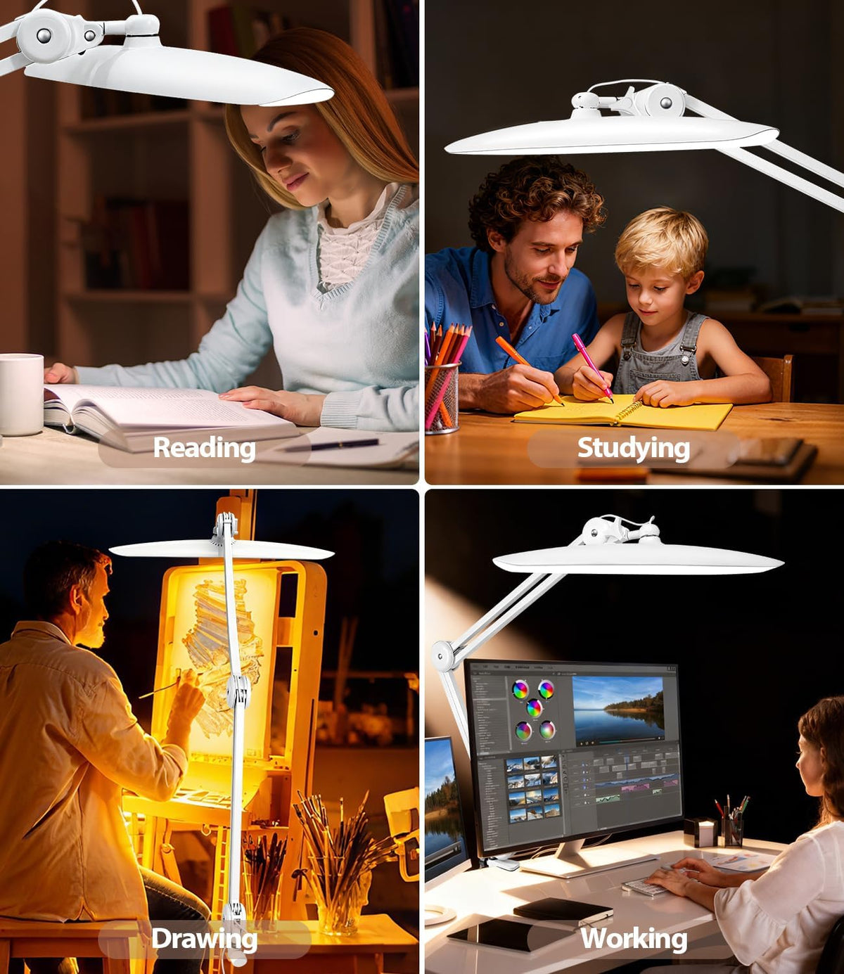 Led Desk Lamp with Clamp, Eye Caring Architect Desk Light for Home Office, Du...