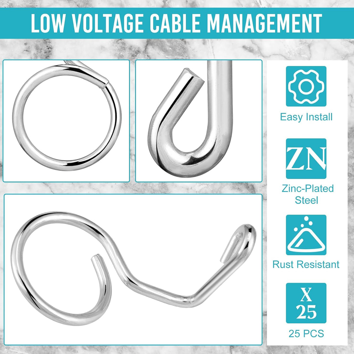 Blulu 50 Pcs Bridle Rings, 2 Inch Low Voltage Wire Cable Rings