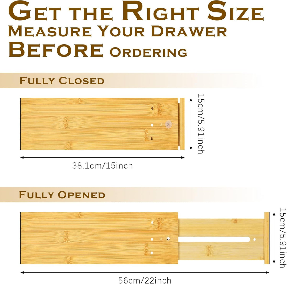 DoubleFill 4 Pcs 6 Inch High Drawer Dividers 15"-22" Adjustable, Wo...