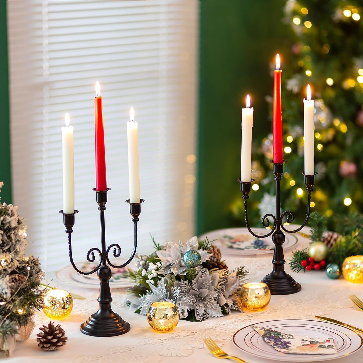 Sziqiqi Halloween Candelabra Candle Holder: 3 Arms Black Candelabra