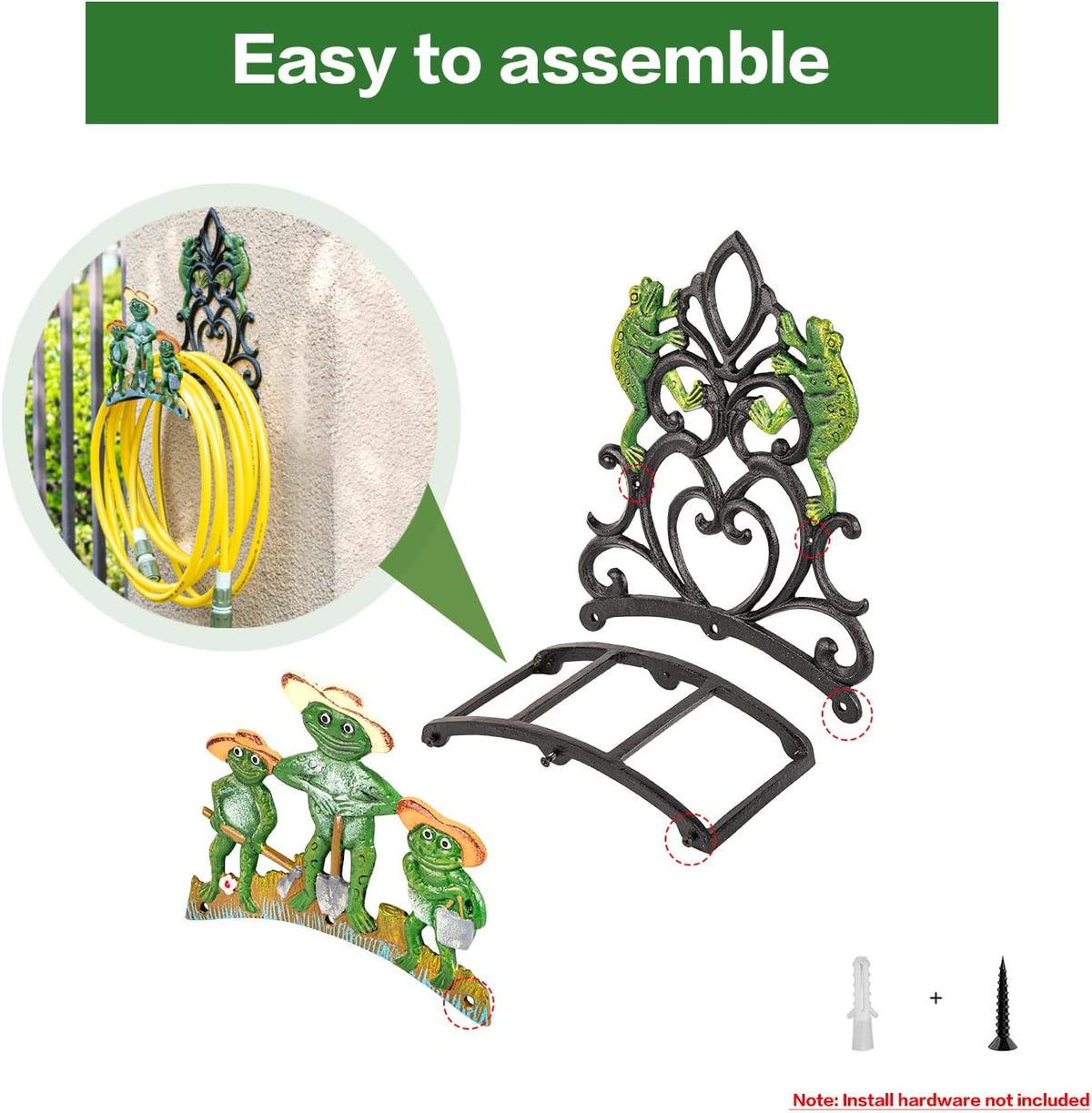 Sungmor Cast Iron Wall Mounted Garden Hose Holder - Five Frogs Rack