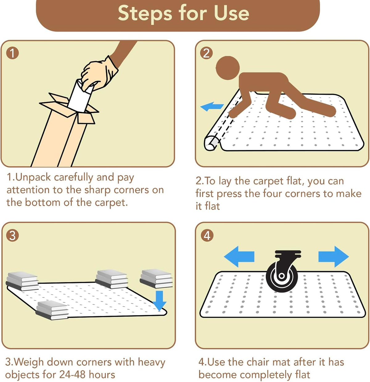 Office Chair Mat for Low Pile Carpet, 46" x 72" Clear Plastic