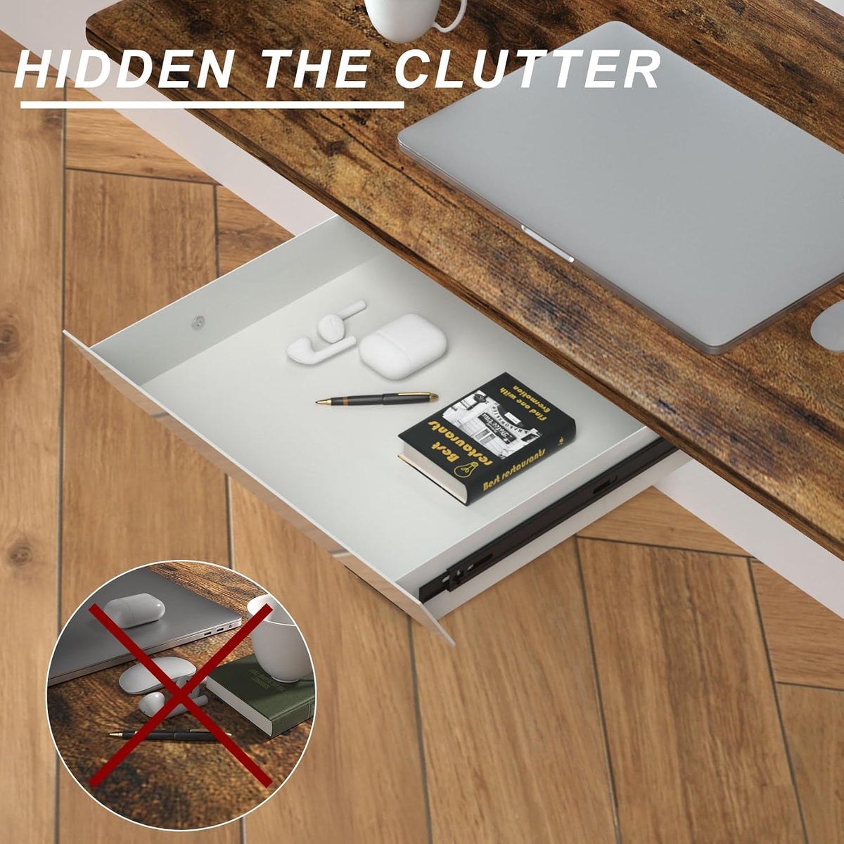 White Under Desk Mounted Sliding Drawer with 60 Degree Tilt Panel to pull out...
