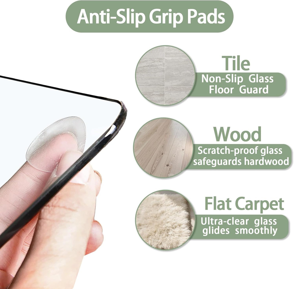 Tempered Glass Chair Mat for Carpet 48"x36", Floor Protector
