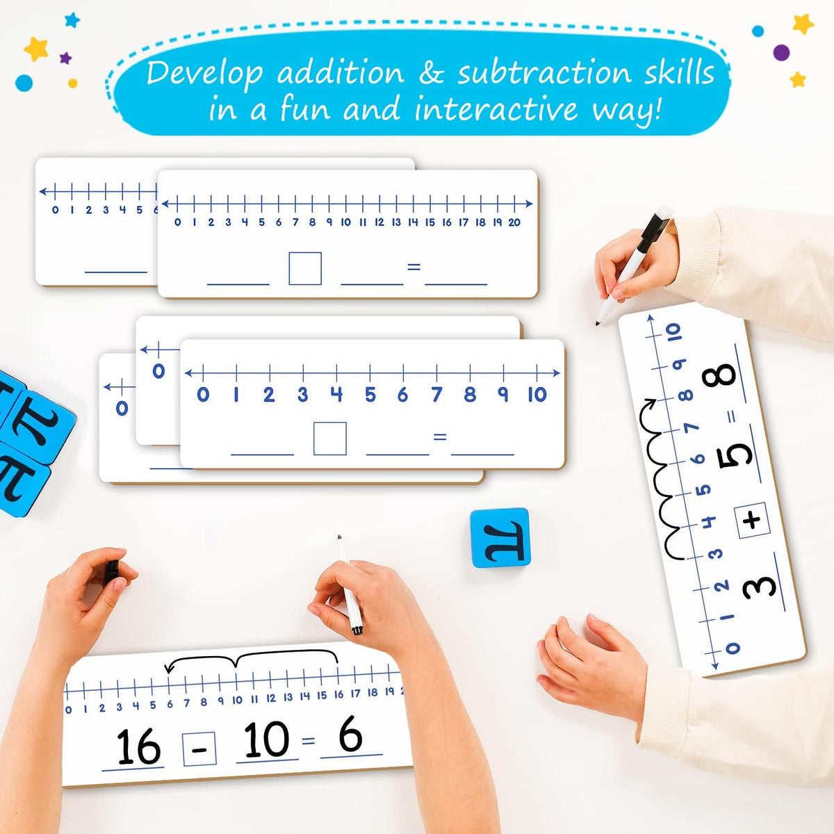 Simply Magic 12-Pack Double-Sided Dry Erase Number Line White Boards 4"x...