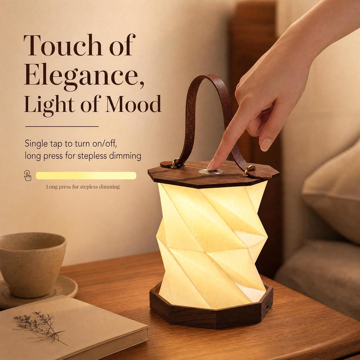 Ba sus Wooden Paper Lamp, Portable Lantern Light ,Foldable Funky Lamp