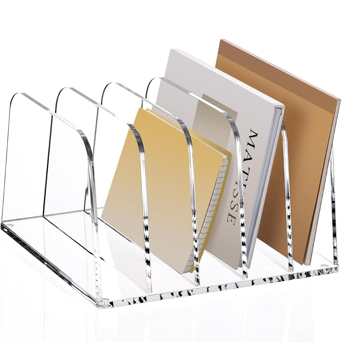 YUXUN Desk File Organizer,5-Section Vertical Clear Acrylic Desk Organizer Fil...