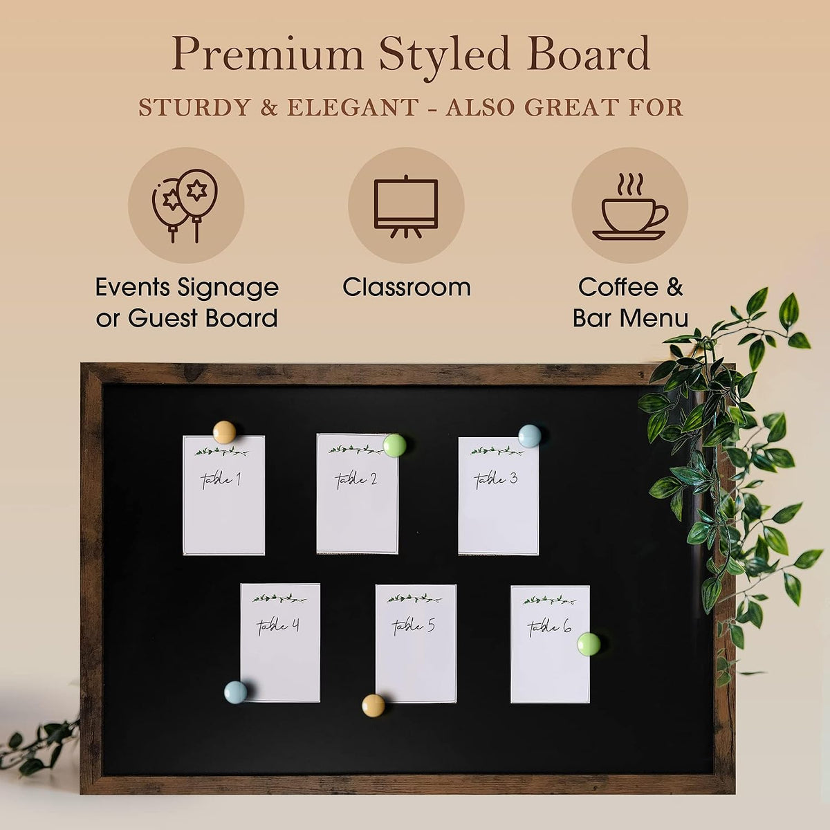Loddie Doddie Rustic Wood Magnetic Board for Wall, Stain Resistant, 24"x...