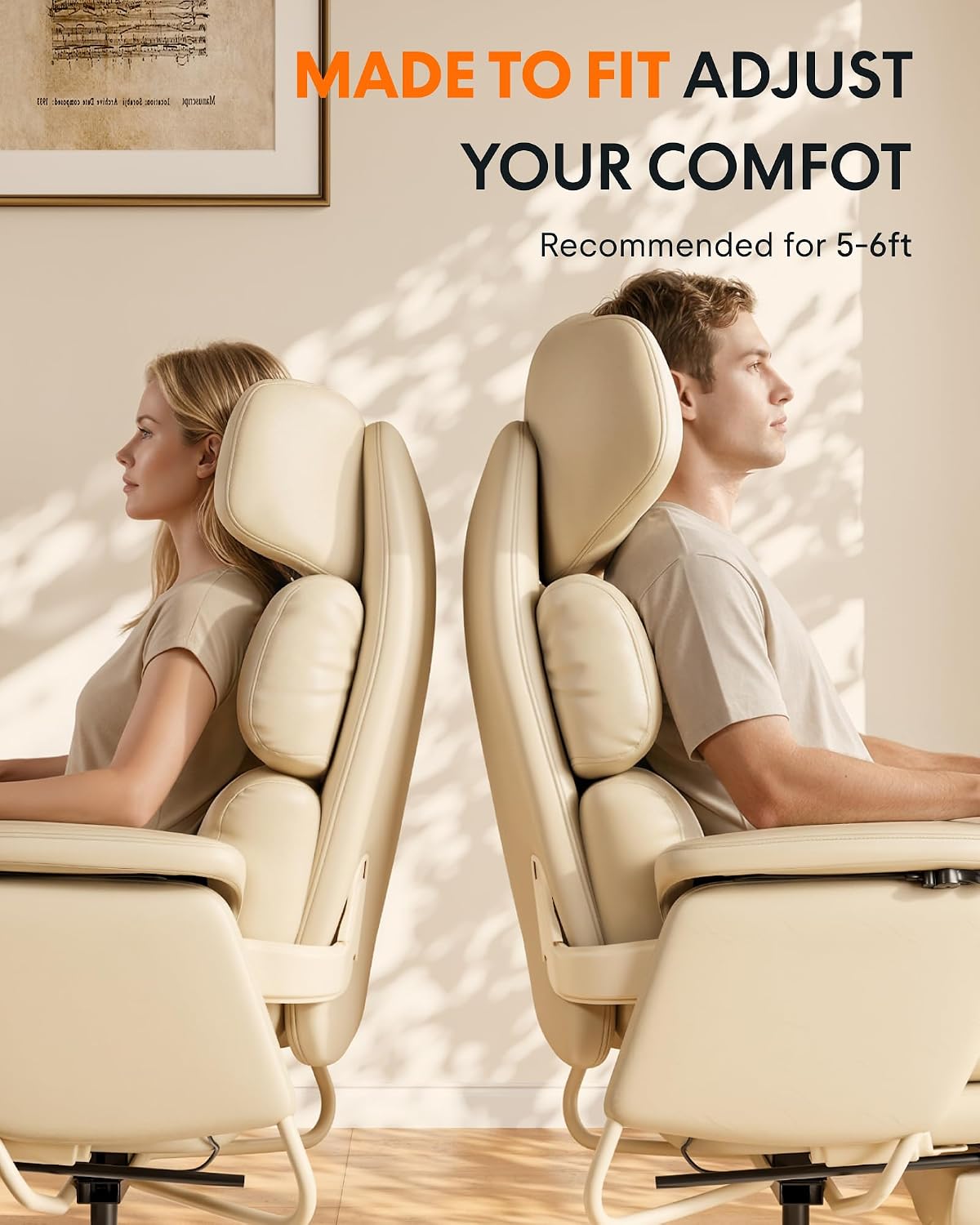 FLEXISPOT HC4-Pro Reclining Office Chair with 90-165° Infinite-Level, Beige