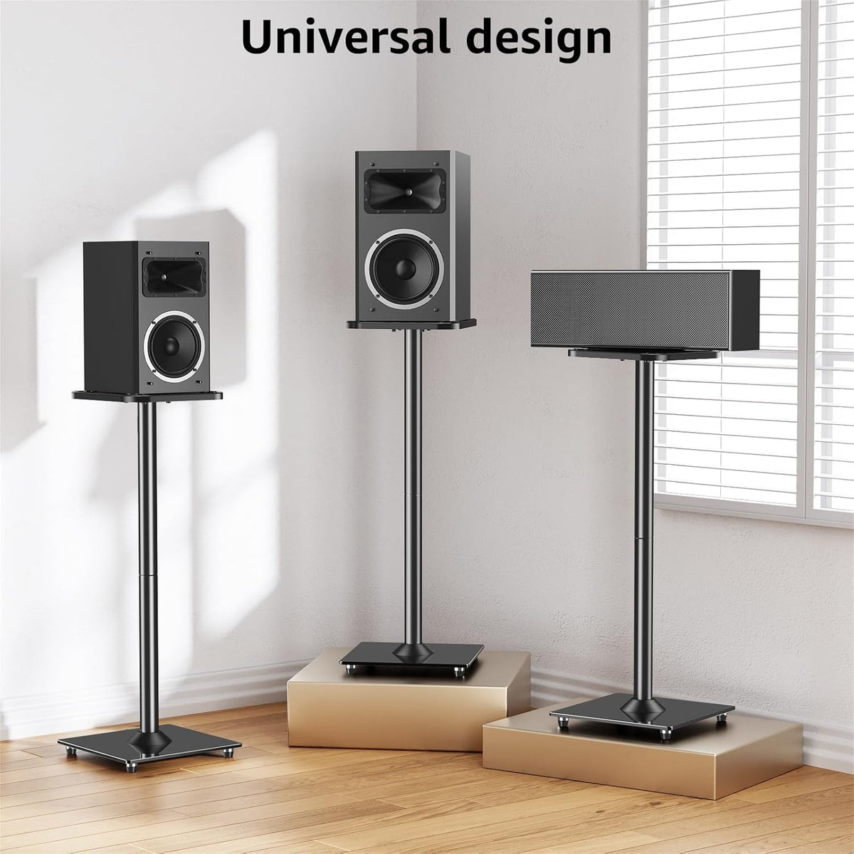 MOUNTUP Universal Speaker Stands Pair for Surround Sound Home Theater, 31&quo...