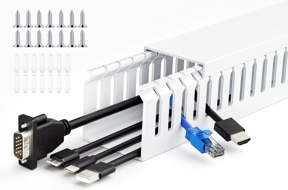 ZhiYo 2"H x 2"W Cable Raceway, 6ft Under Desk Wire Management Chann...