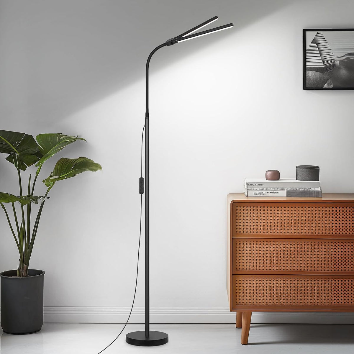 LED Floor Lamp, 18W/2000LM Bright Reading Floor Lamp for Office with Double H...