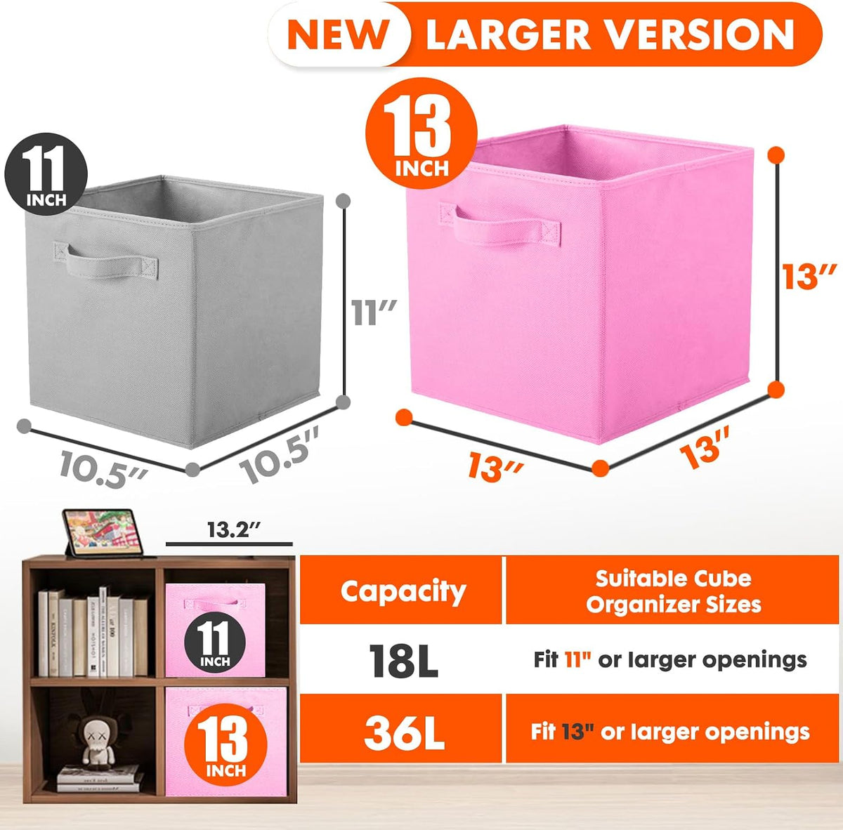 ShellKingdom Storage Bins, Foldable Fabric Storage Cube And Cloth Organizer