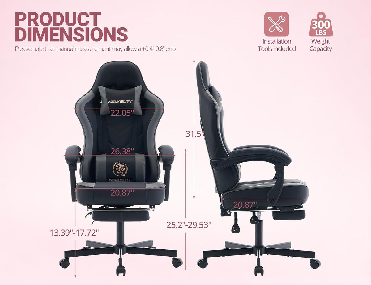 Mistpeople Gaming Chair, Ergonomic High Back Computer Chair with Footrest, Lu...