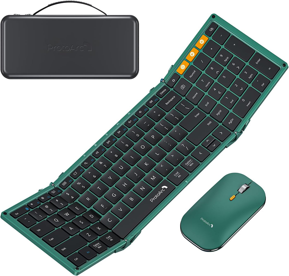 ProtoArc XKM01 Full-Size Foldable Keyboard Mouse Combo for Travel, Green