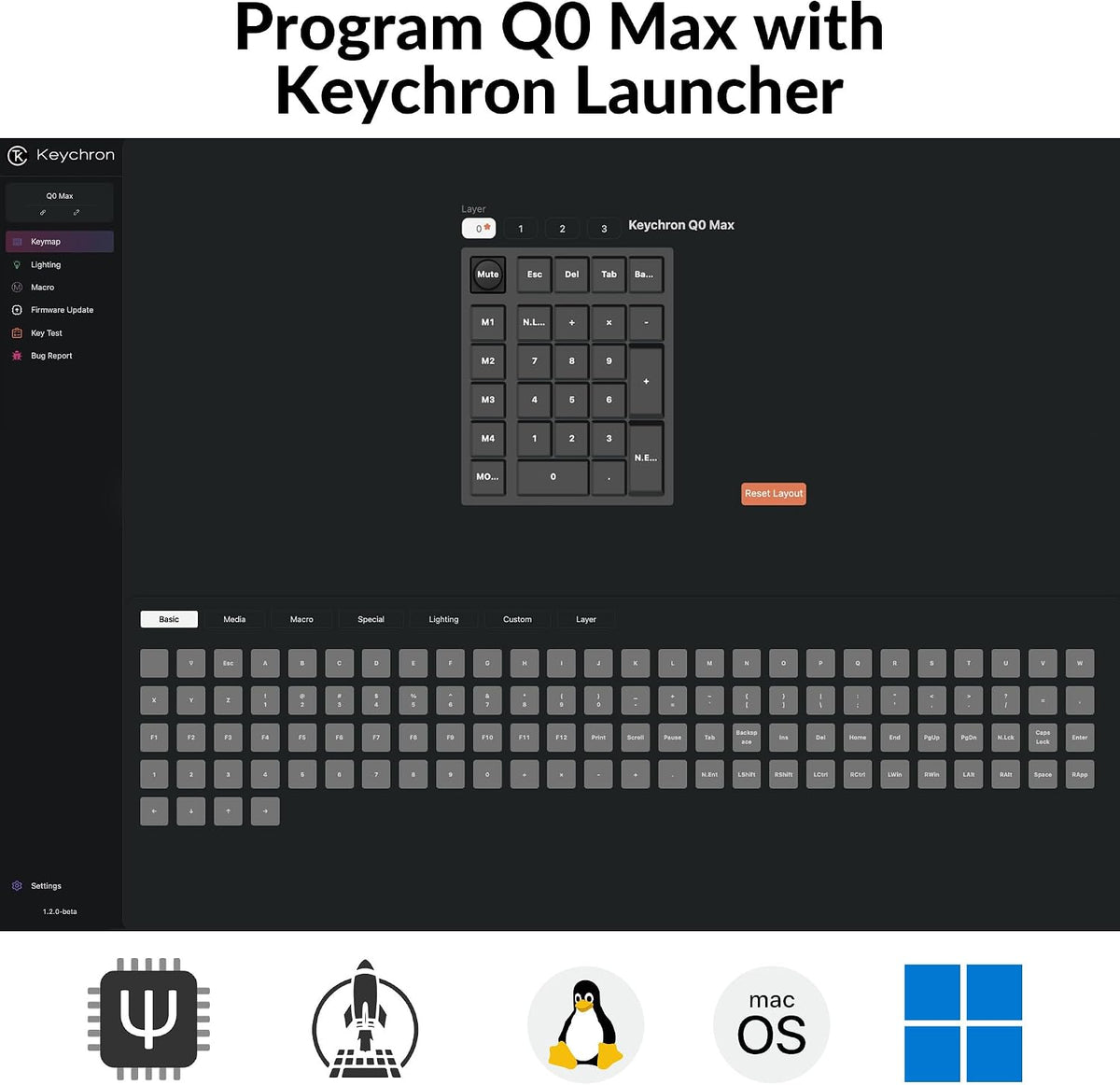 Keychron Q0 Max Wireless Custom Mechanical Numpad, Aluminum Body, White
