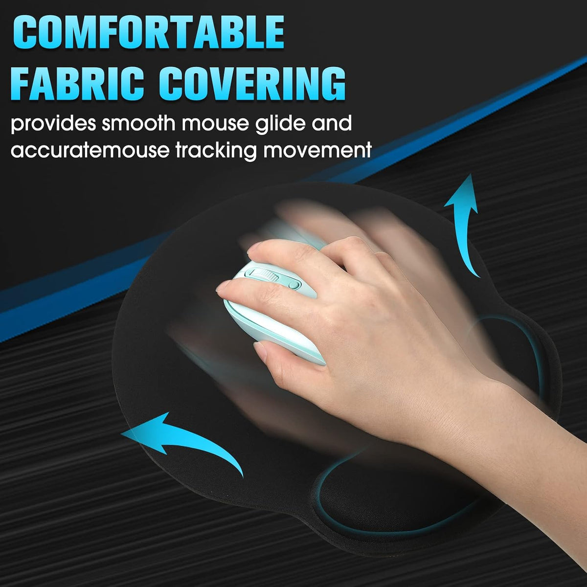 Yunsailing 8 Pack Ergonomic Mouse Pad with Wrist Rest Gel Foam,Black