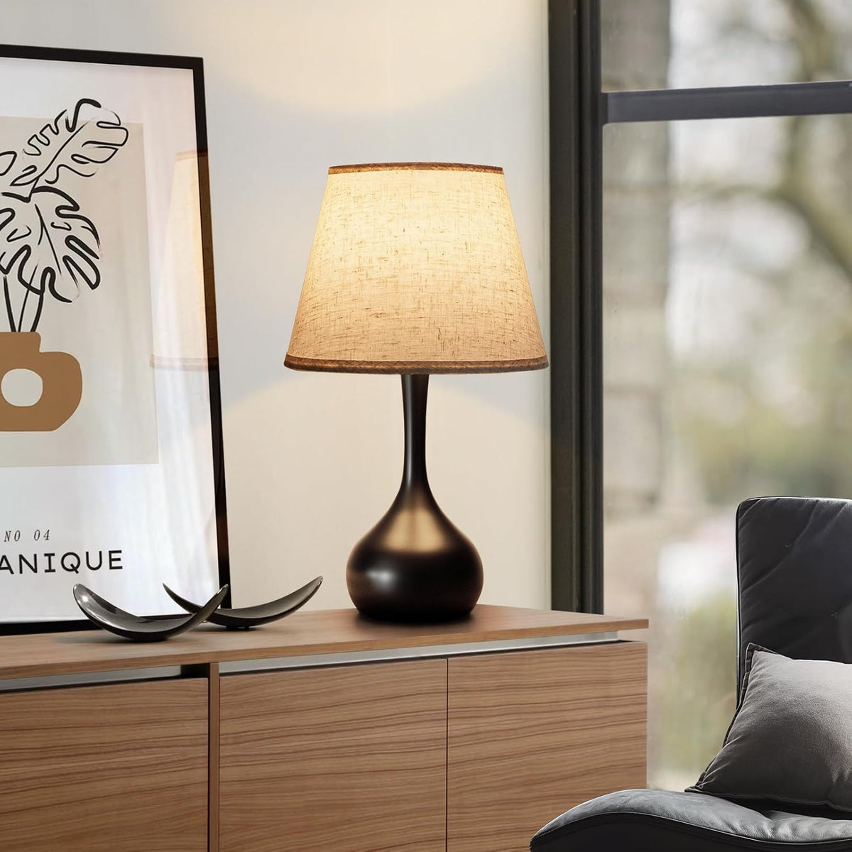 ONEWISH Touch Bedside Lamp, Farmhouse 3-Way Dimmable Table Lamps for Nightsta...