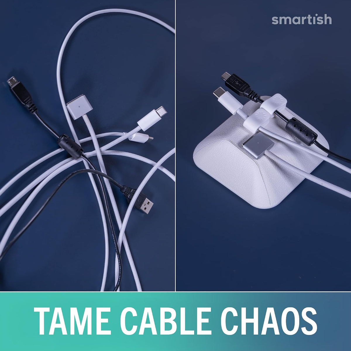 Smartish Magnetic Cord Holder, Cable Wrangler, Nightstand & Desk Organizer