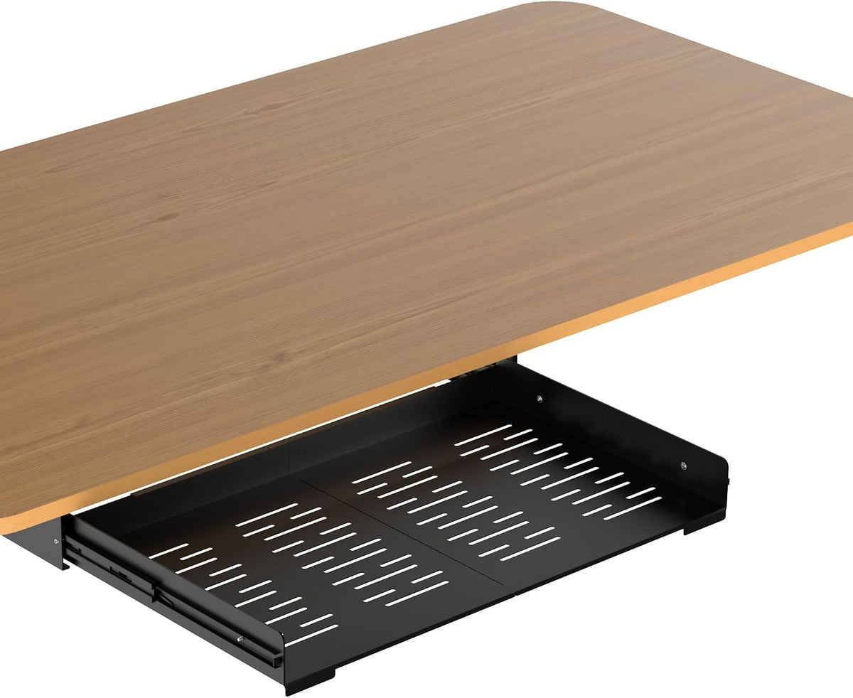 Under Desk Laptop Drawer, 22.8'' Wide Pull-Out Tray – Metal Perforate...