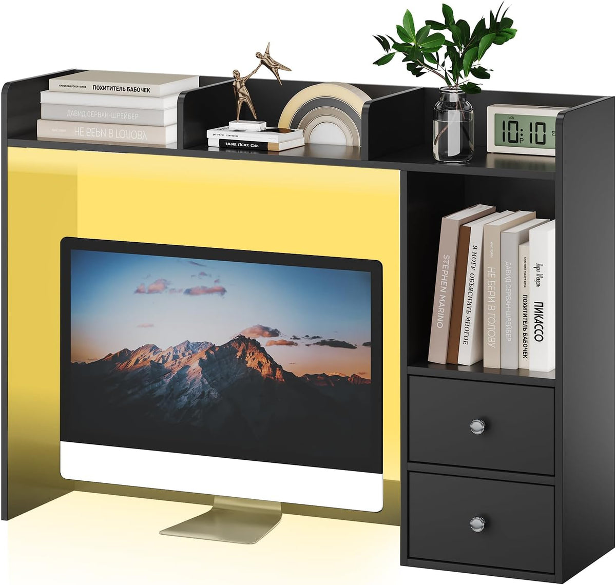 ChooChoo Desktop Bookshelf with LED Lights and 4 Shelves