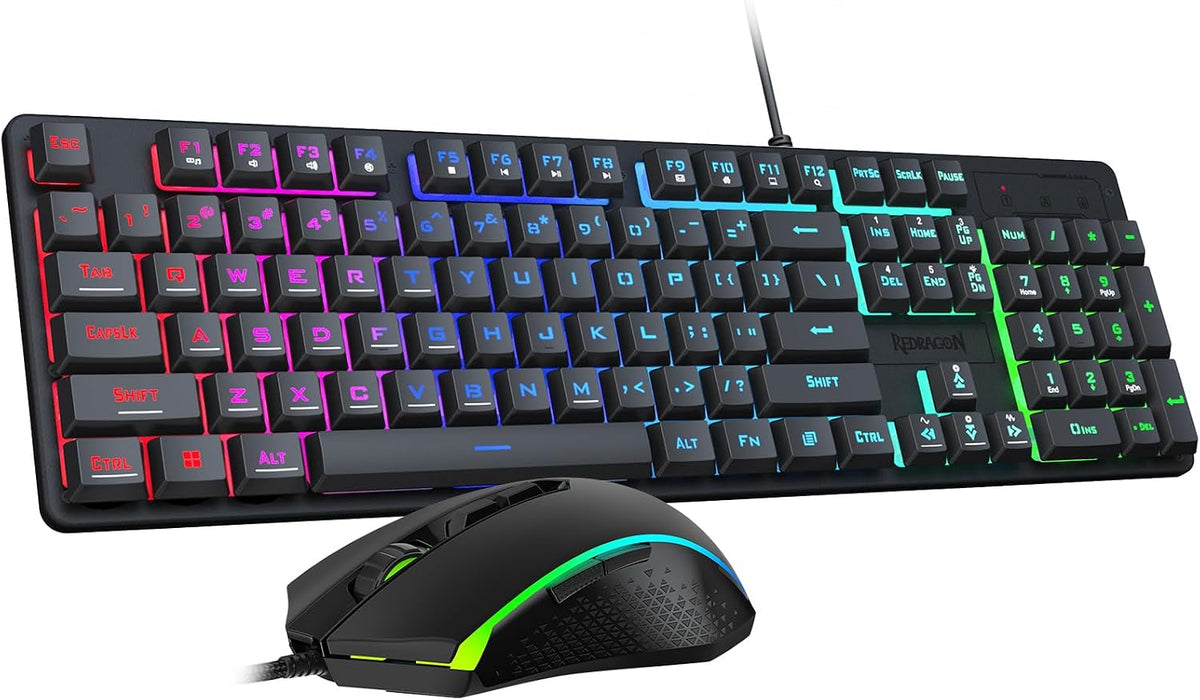 Redragon Updated S107 Gaming Keyboard and Mouse, RGB Gaming Keyboard and 1000...