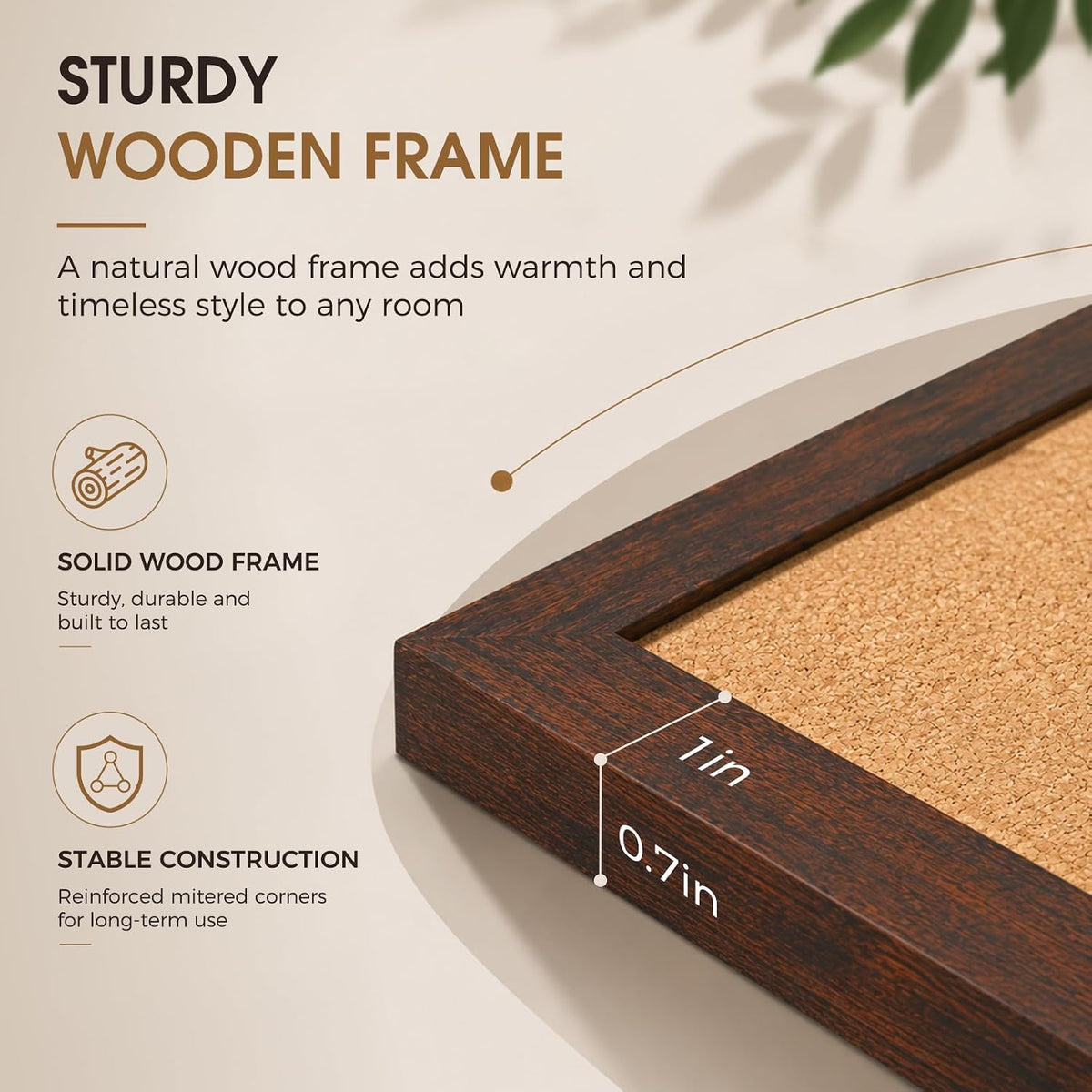 Long Cork Board for Wall, 36" x 12" Bulletin Board, Brown