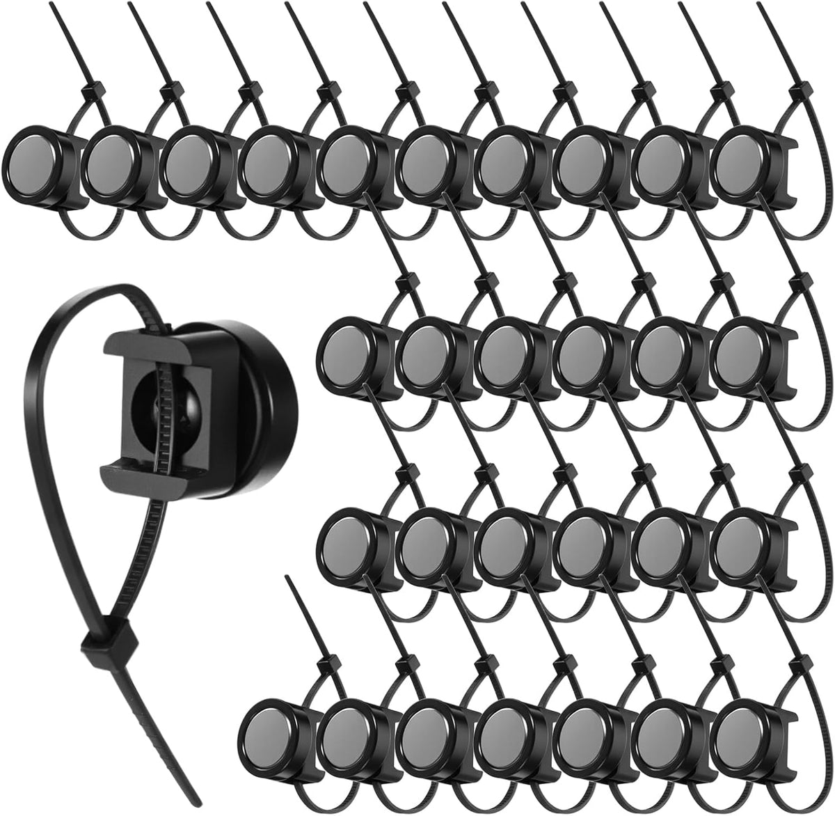 30 Pcs Magnetic Zip Tie Mounts Magnetic Cable Clips Organize and Secure Cable...
