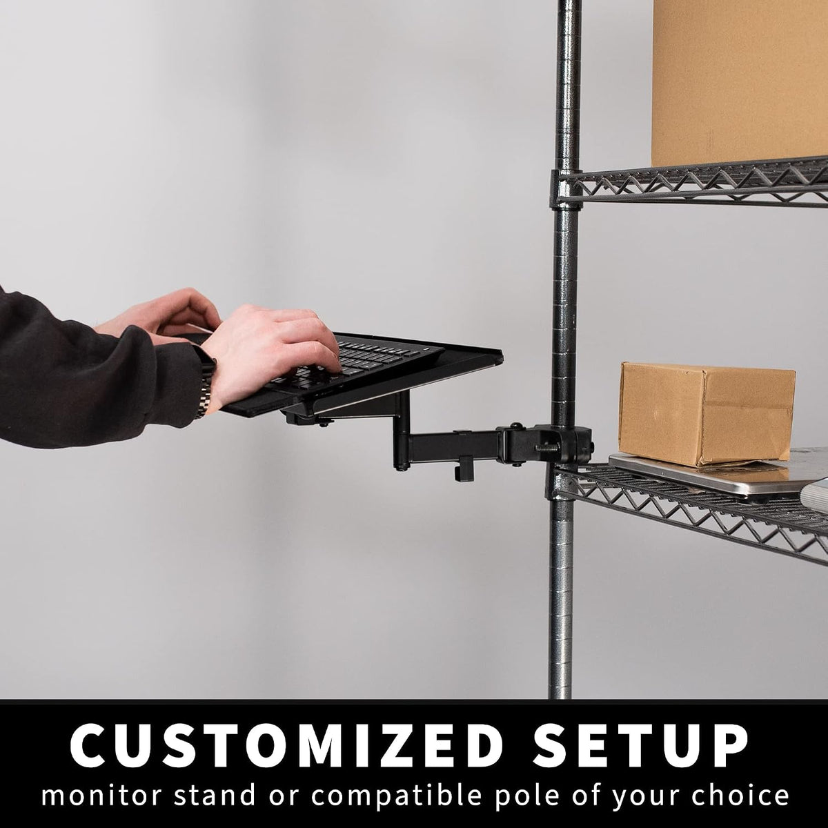 VIVO Black Pole Mounted 26 x 10 in Keyboard Tray, Mount-POLEKB