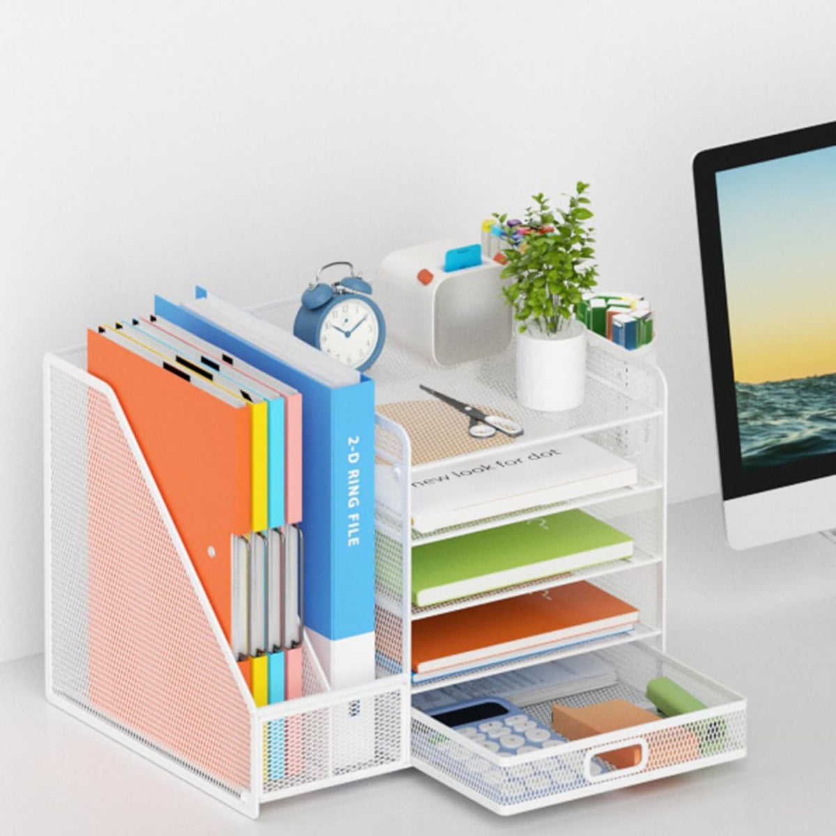 Lavatino Desk Organizer with File Holder, 5-Tier Paper Letter Tray Organizer ...