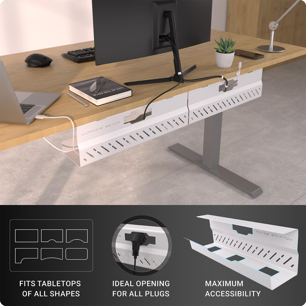 Under Desk Cable Management Tray no Drill – Wire Management - Cord Organizer ...
