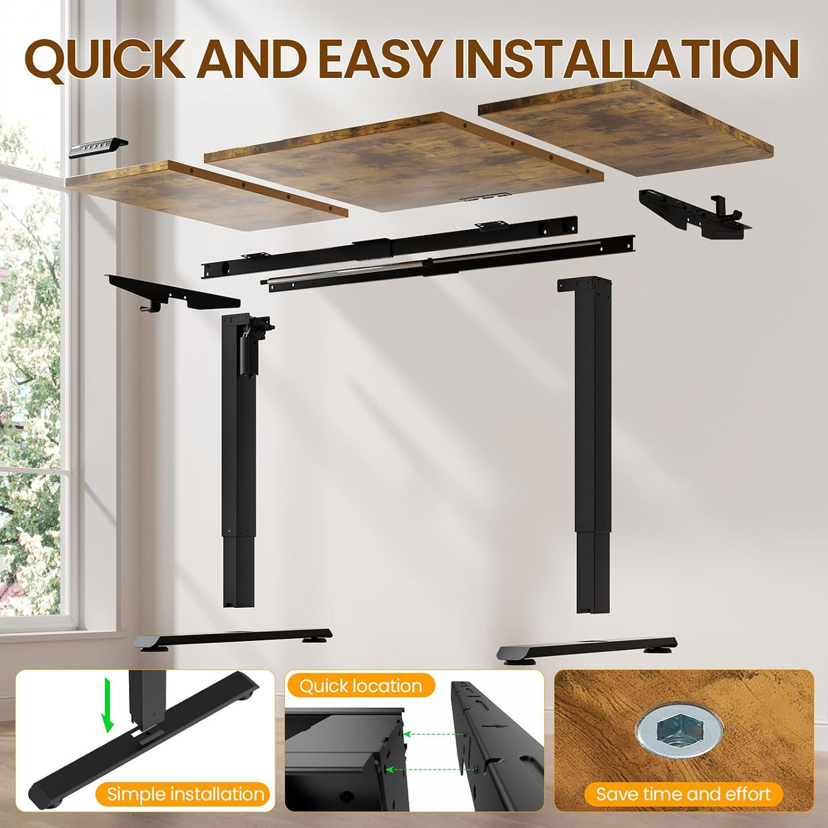 Veken 63"x28" Wider Large Standing Desk, Electric Height Adjustable...