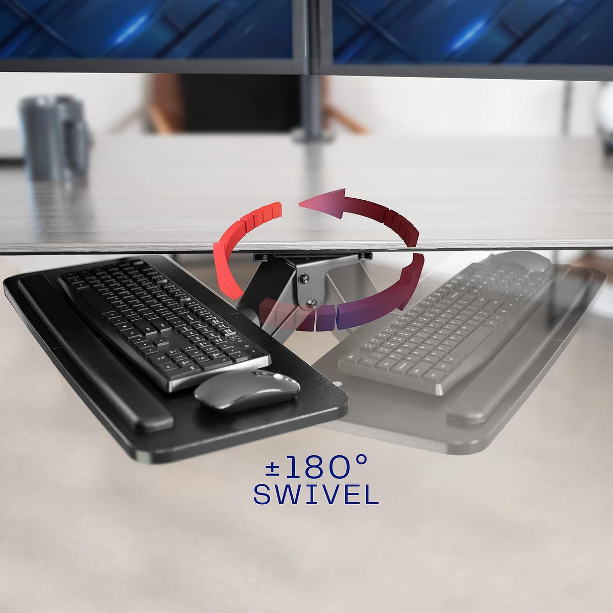 VIVO Black Under Desk 25 x 10 in Keyboard Tray, MOUNT-KB03B