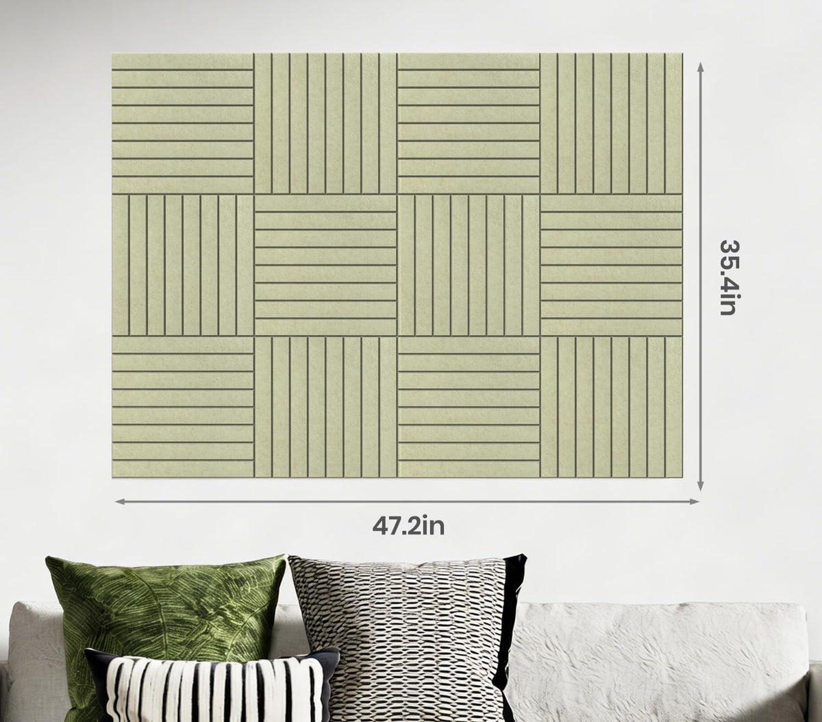 48" x 36" Large Felt Bulletin Board, Eight-Stripe Sage