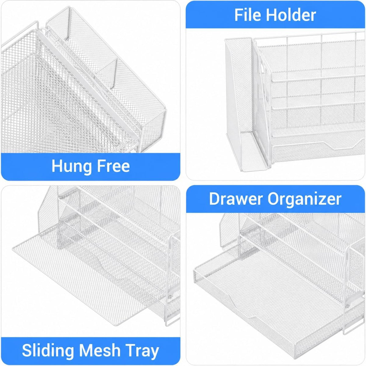 OPNICE Desk Organizers and Accessories, 4-Tier Desktop File Organizer with Dr...