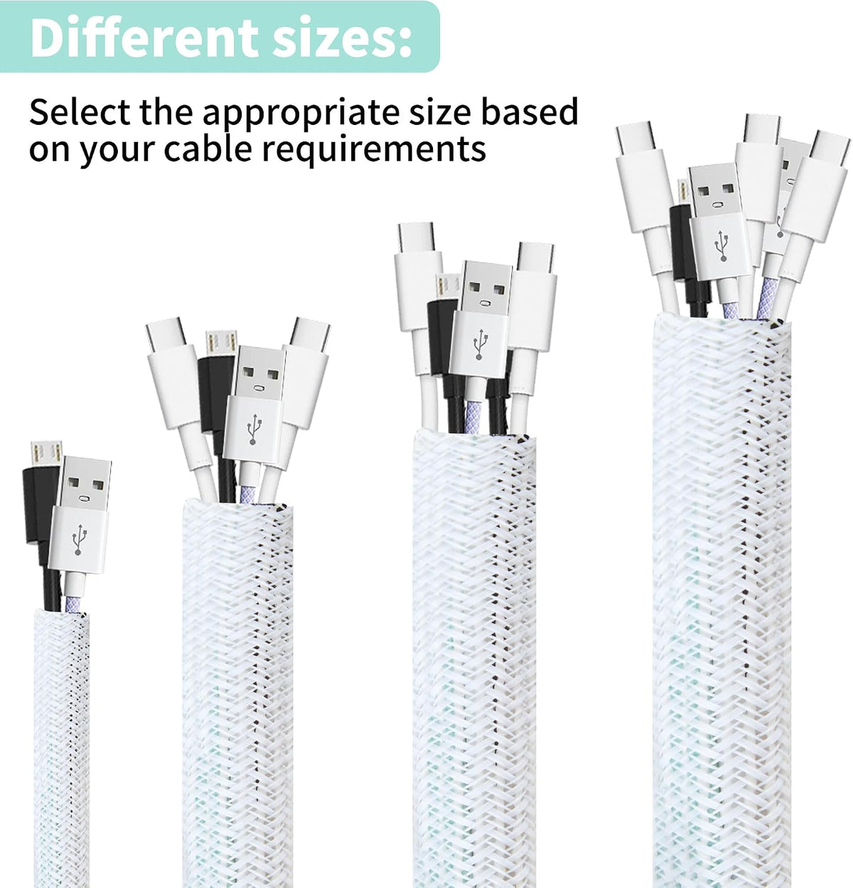 Split Wire Loom 1 Inch 50ft, Braided Cable Sleeve for Cable Management, Cord ...