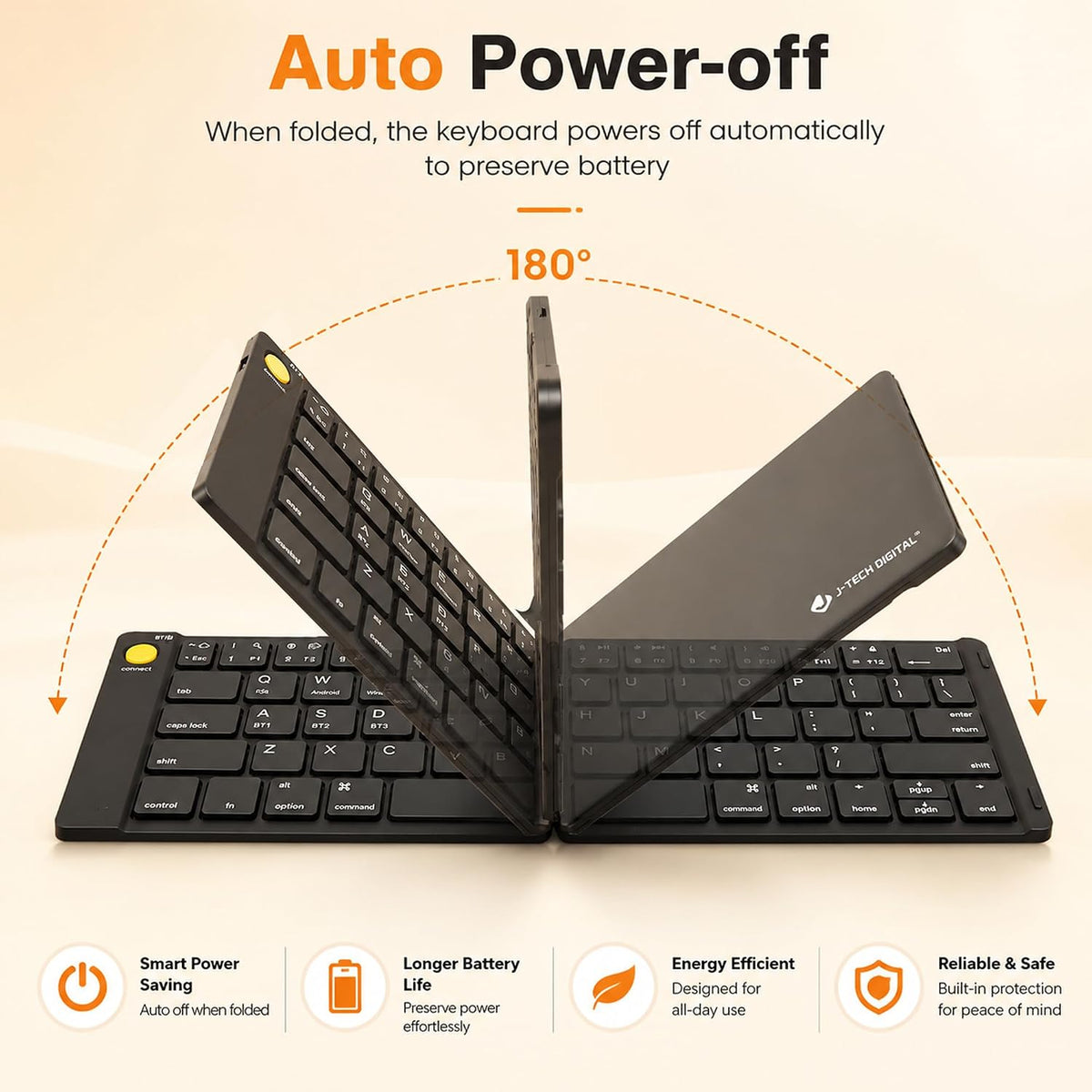 J-Tech Digital Wireless Keyboard and Mouse Combo | Foldable Bluetooth Multi-D...
