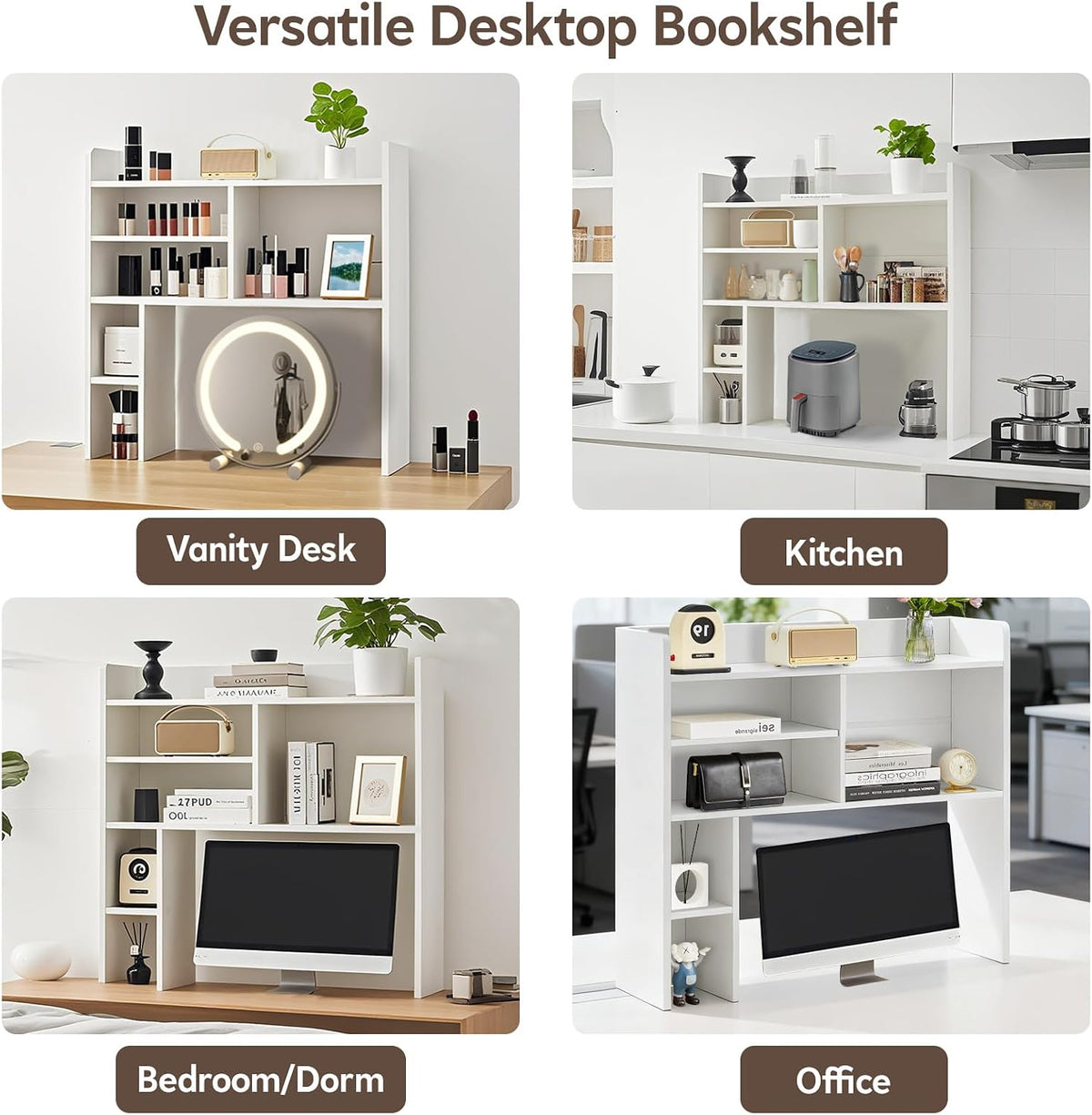OFCASA Desktop Bookshelf, Countertop Storage Hutch with 7 Shelves for Compute...