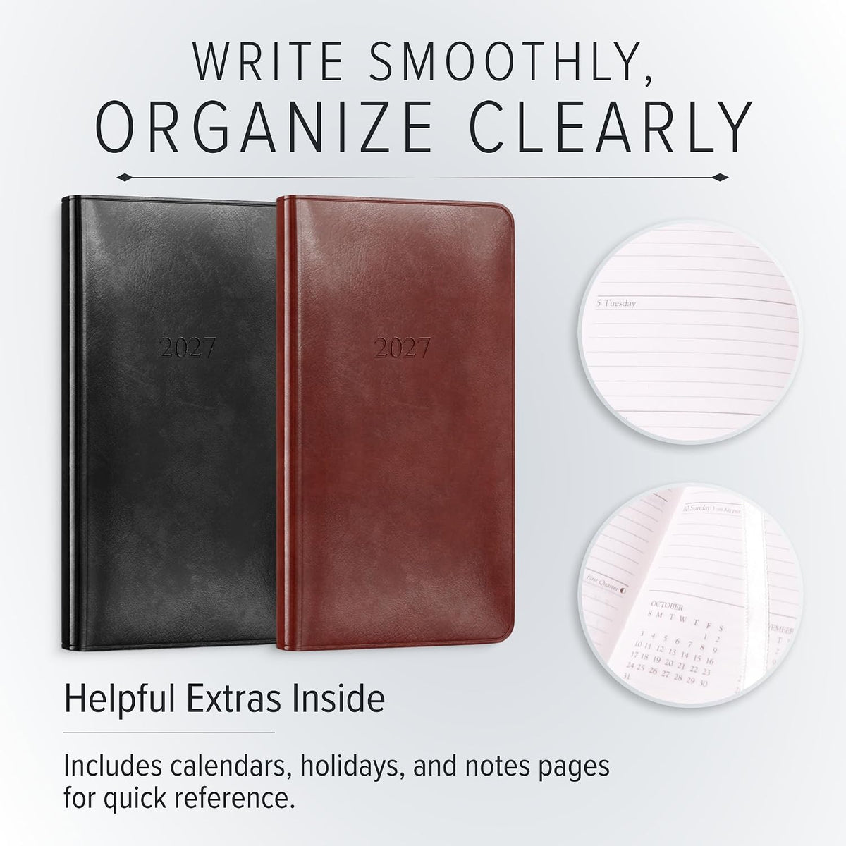 Gallery Leather Pocket Weekly Planner 2026-2027 Acadia Wild Rose