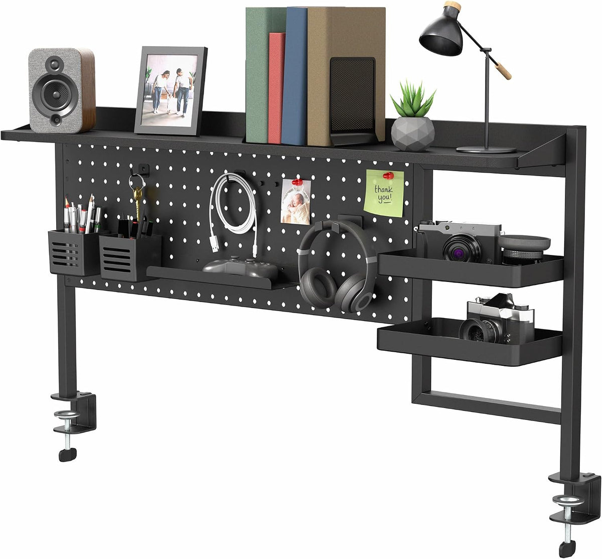 VIVO Black Clamp-on 46 x 25 in Desk Pegboard System, PP-PBSF46
