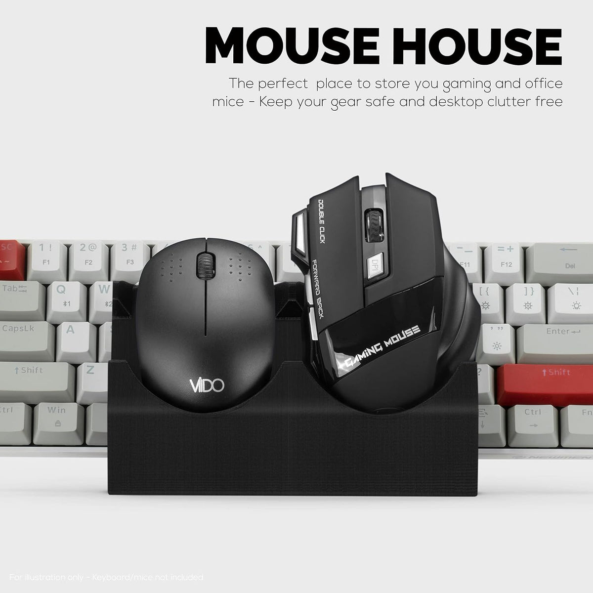 BRAINWAVZ Desktop Keyboard & Dual PC Mouse Stand Holder, Suitable for Sma...