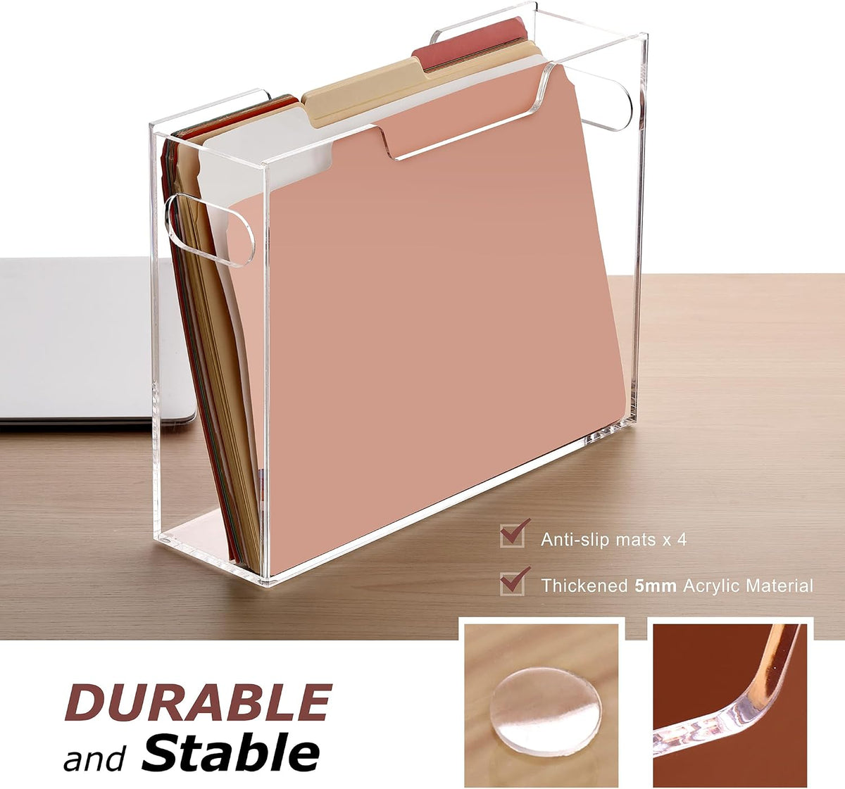 DINGHUO Acrylic File Organizer Box Letter Size Hanging File Organizer, Clear ...