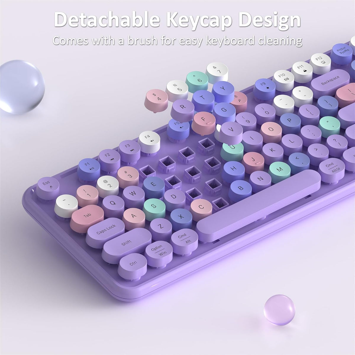 Links9+ Colorful Wireless Keyboard and Mouse Combo (Purple Colorful)