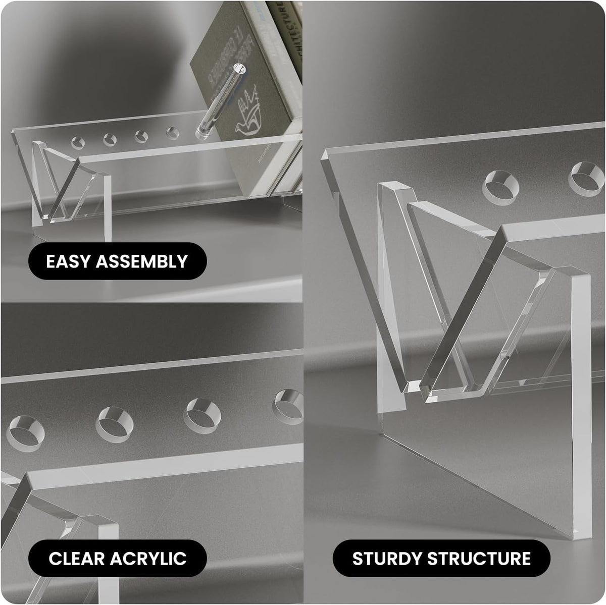 Sumerflos Acrylic Desktop Bookcase, Book Storage Organizer Bookshelves, Clear...