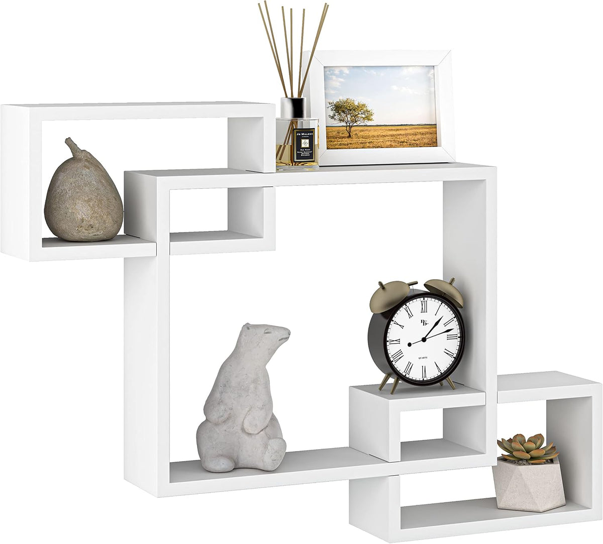 Ballucci Wooden Interweave Floating Wall Mounted Shelves, Horizontal and Vert...