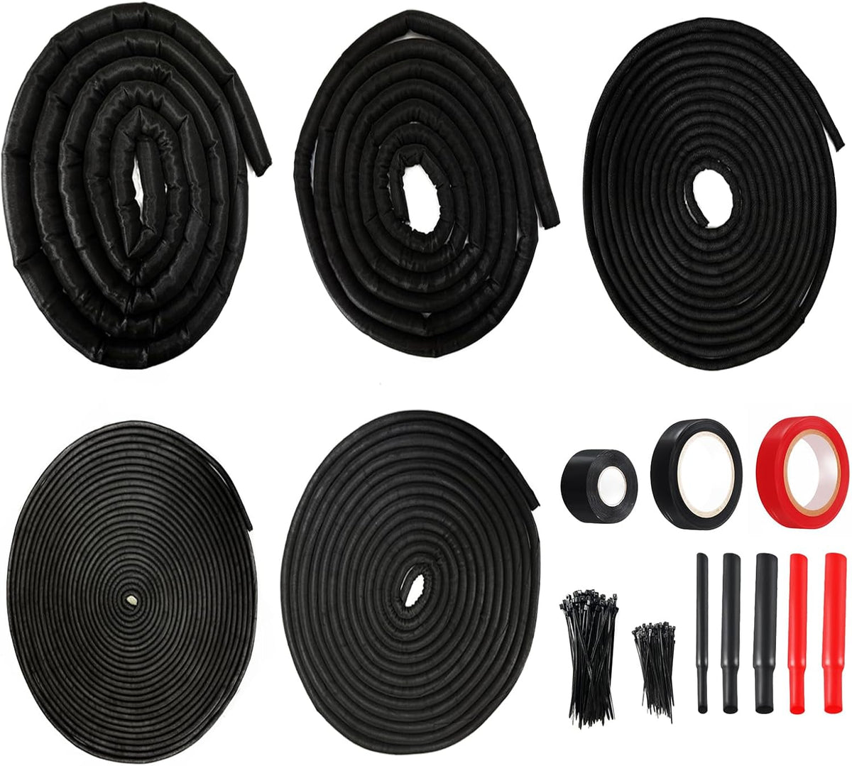 Split Wire Loom Kit for Cable Management, High Temperature Resistant Split Lo...