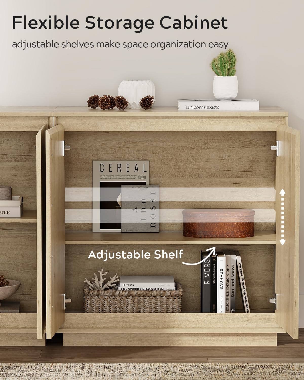 EYYTHUNG Buffet Storage Cabinets Set of 3, Sideboard Accent Cabinet with Adju...