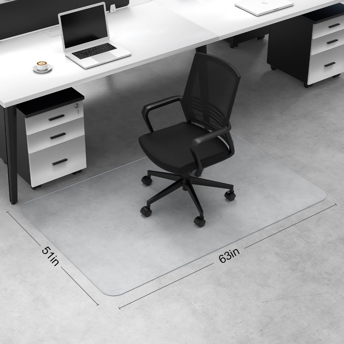 Blvornl Office Chair Mat for Hard Wood Floor, Transparent, 51 X 63in
